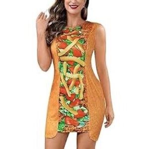 Forum Novelties Women's Fiesta Taco Bodycon Costume Dress, Standard Size‎